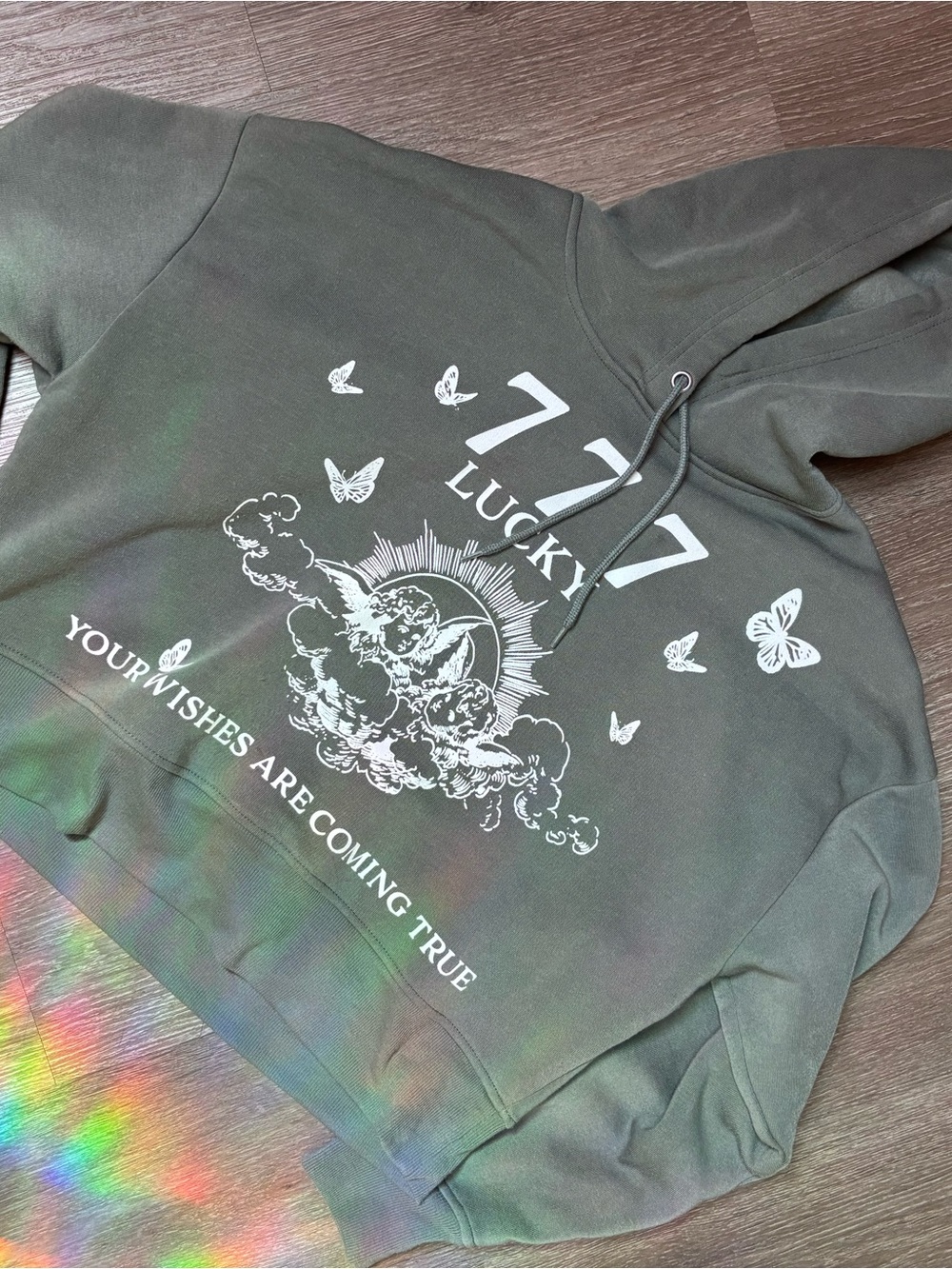 Lucky 777 Olive Green Graphic Hoodie